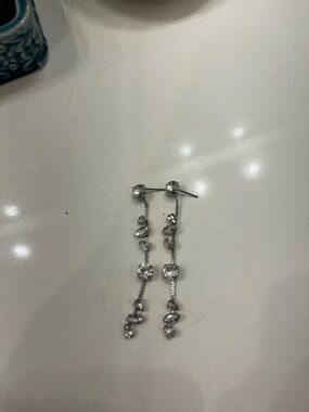 Silver Crystal Drop Earrings - Elegant Dangle Jewelry